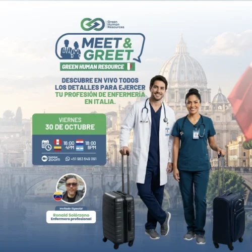 Nueva fecha del meet & greet: 30 de octubre, tu oportunidad laboral como enfermero(a) en Italia